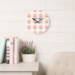 Your Text Here Text Round Black Wooden Frame Wall Large Clock