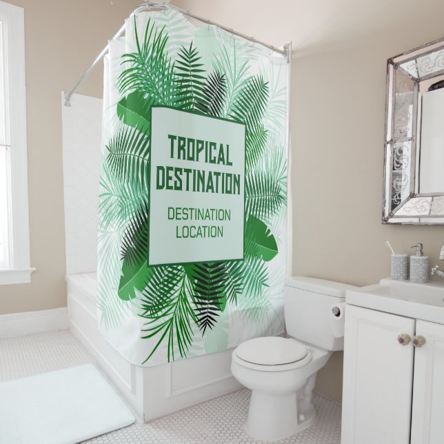 Your Text in a Palm Leaf Frame Shower Curtain (In Situ)