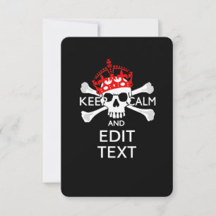 Your Text Keep Calm Red Crown Crossbones Skull