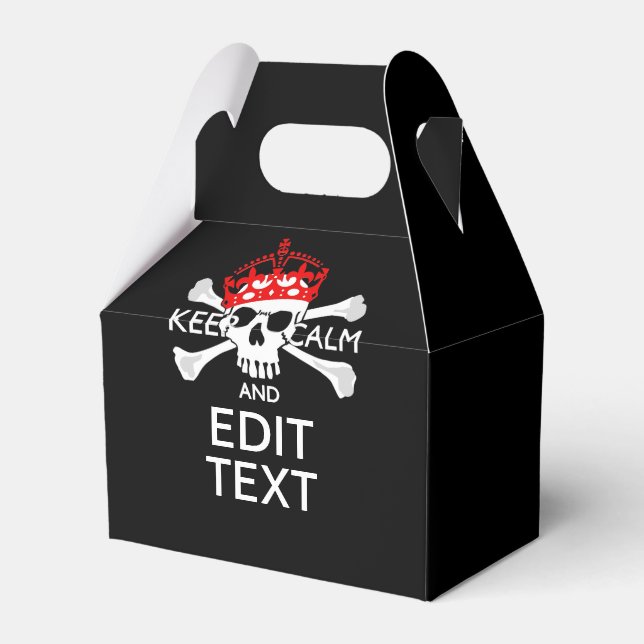 Your Text Keep Calm Red Crown Crossbones Skull Favour Box (Front Side)