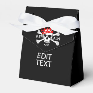 Your Text Keep Calm Red Crown Crossbones Skull Favour Box