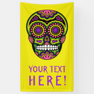 Your Text Mexican Sugar Skull Day Of The Dead Banner