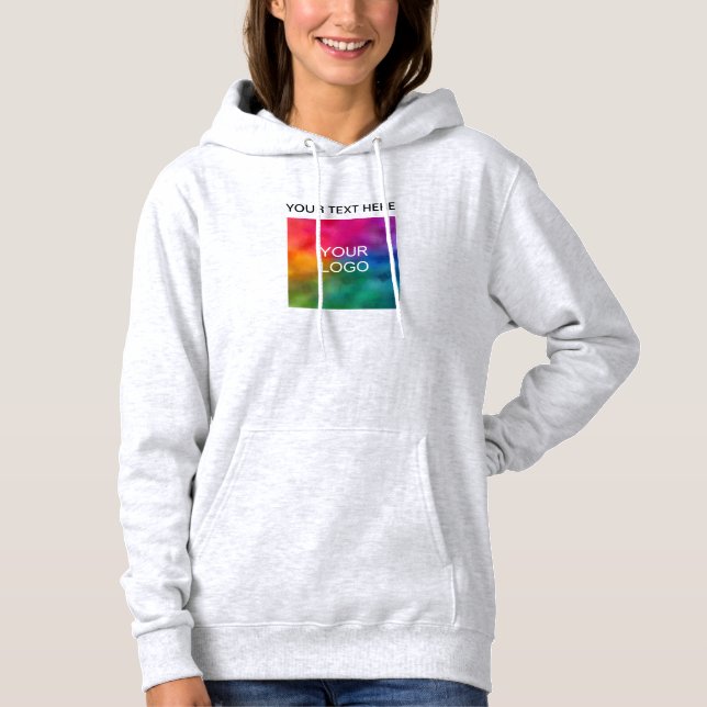 Your Text Name Logo Womens Double Sided Ash Grey Hoodie (Front)