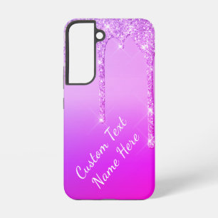 Your Text Name Purple Pink Gold Glitter Drips Samsung Galaxy Case