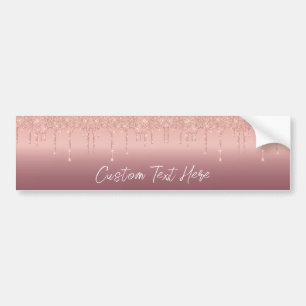 Your Text Name Rose Blush Glitter Drips Sticker
