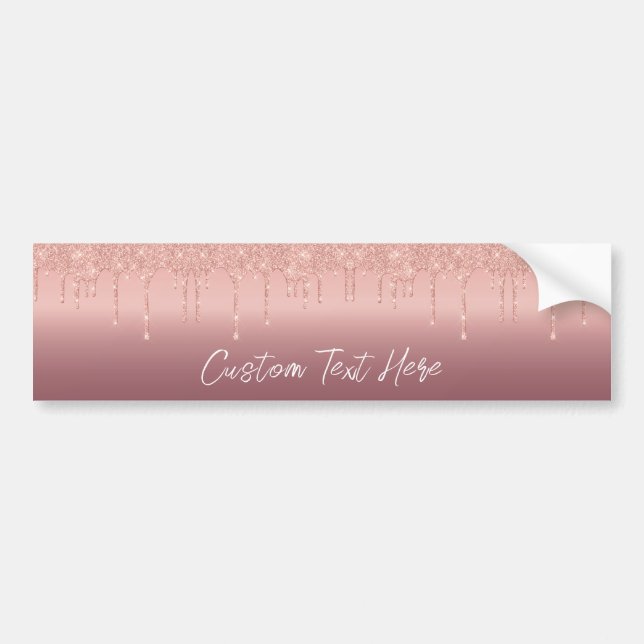 Your Text Name Rose Blush Glitter Drips Sticker (Front)