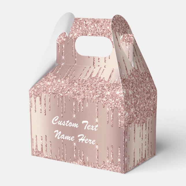 Your Text Name Wedding Favour Box Rose Gold Blush (Front Side)