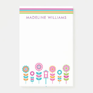 Your Text Neon Colours Retro Flowers Post-it Notes