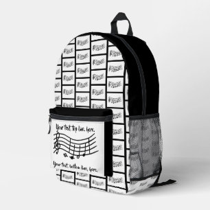 Your text on custom music notes backpacks. printed backpack
