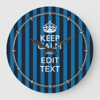 Your Text on Keep Calm Blue Stripes Decor