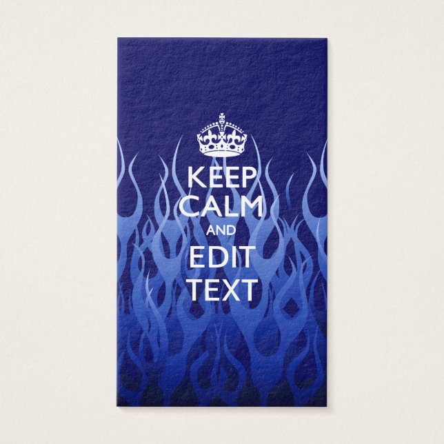 Your Text on Keep Calm on Blue Racing Flames (Front)