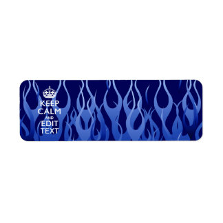 Your Text on Keep Calm on Navy Blue Racing Flames