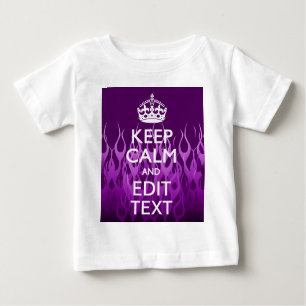 Your Text on Keep Calm on Purple Racing Flames Baby T-Shirt