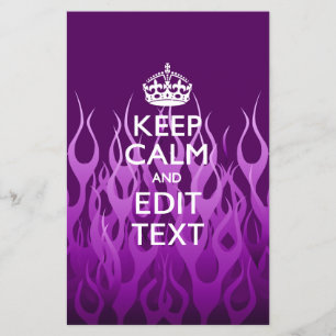 Your Text on Keep Calm on Purple Racing Flames Flyer