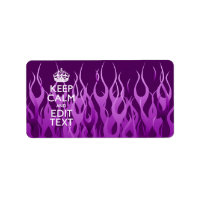 Your Text on Keep Calm on Purple Racing Flames