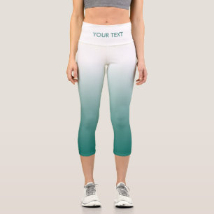 Your Text Or Name Teal Blue Green Womens Modern Capri Leggings