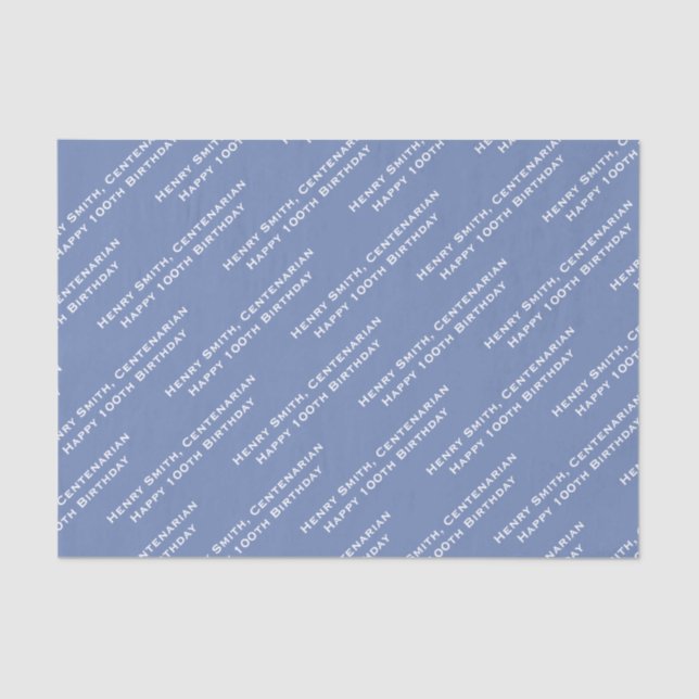 Your Text Pattern All Over Print Blue/White Tissue Paper (Front)