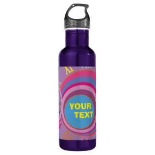 Your Text Pink Purple Blue Clock Roman Numerals 710 Ml Water Bottle
