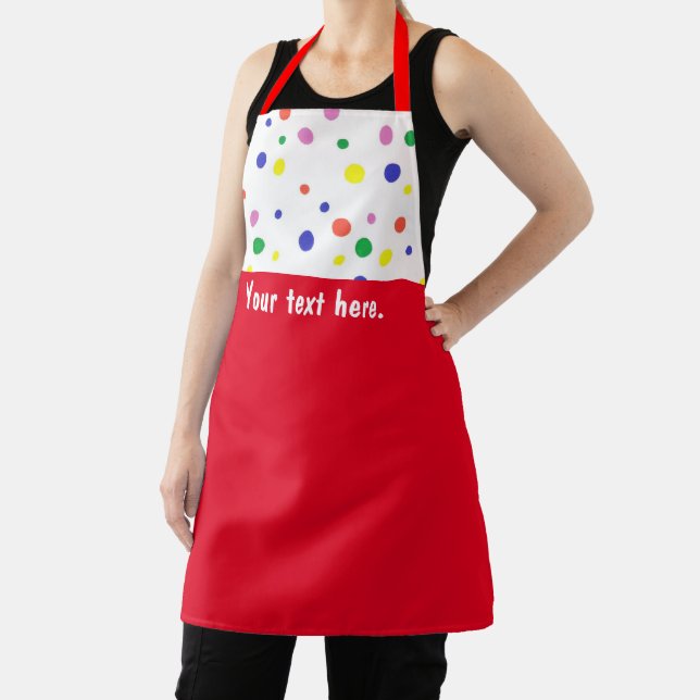 Your text, Polka Dots Bib Solid Red Bottom Aprons (Insitu)
