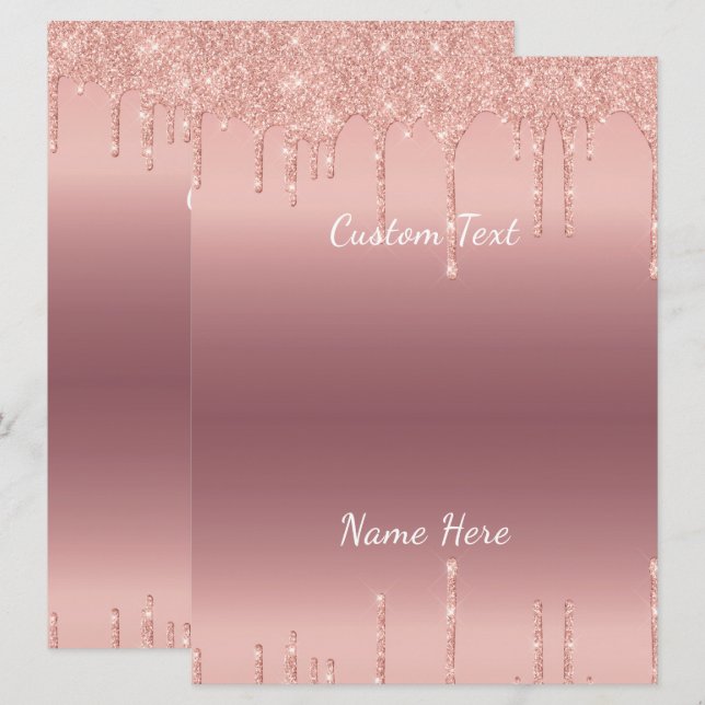 Your Text Rose Gold Blush Glitter Sparkle Drips  Programme (Front/Back)