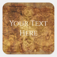 Your Text Tattered Old World Pirate Map/Atlas
