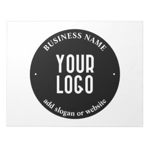 Your Text & Uploaded Logo Editable Black & White Notepad