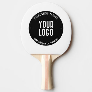 Your Text & Uploaded Logo Editable Black & White Ping Pong Paddle
