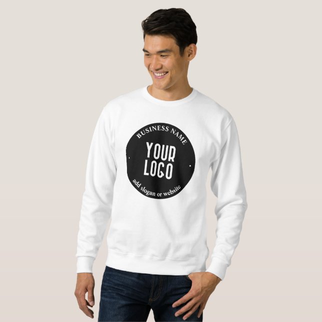 Your Text & Uploaded Logo | Editable Black & White Sweatshirt (Front Full)