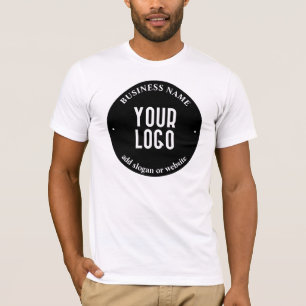 Your Text & Uploaded Logo   Editable Black & White T-Shirt