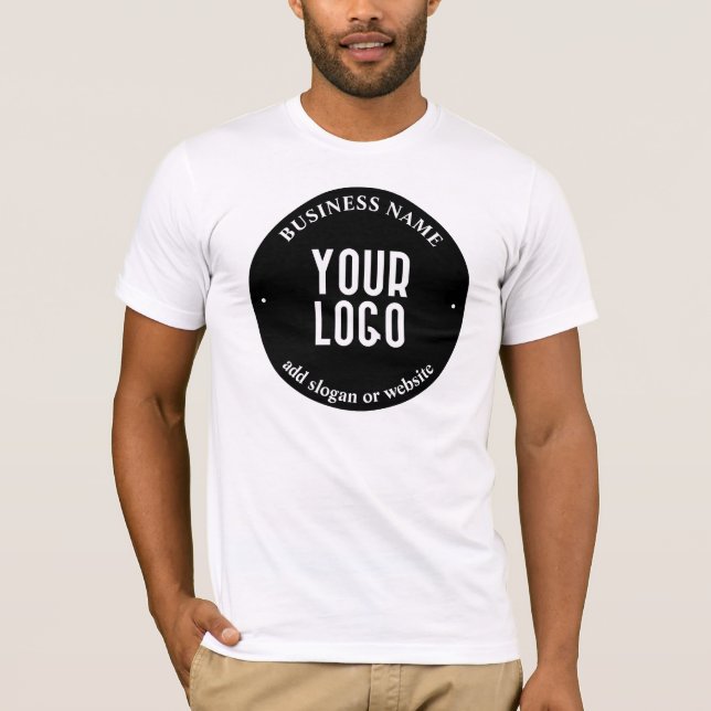 Your Text & Uploaded Logo | Editable Black & White T-Shirt (Front)