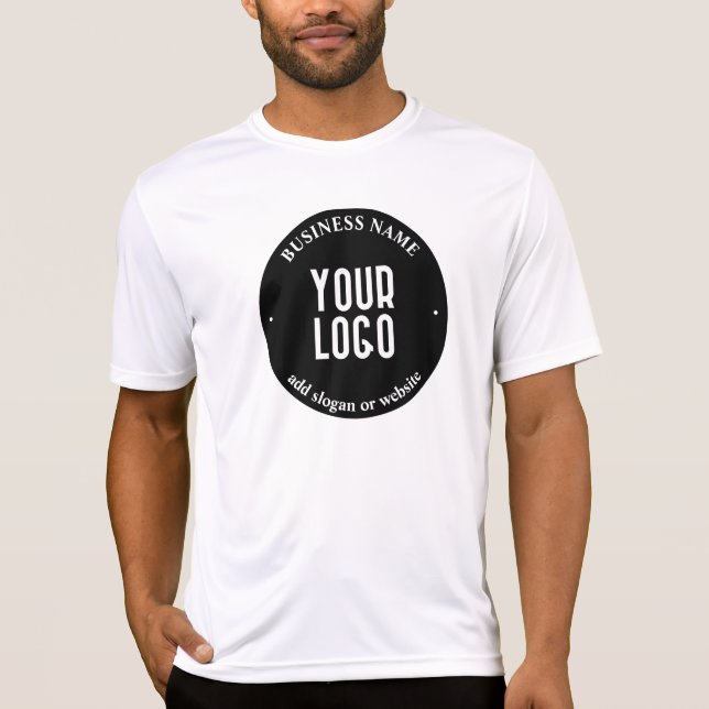 Your Text & Uploaded Logo | Editable Black & White T-Shirt (Front)