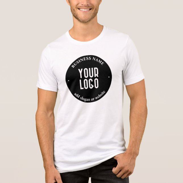 Your Text & Uploaded Logo | Editable Black & White Tri-Blend Shirt (Front)