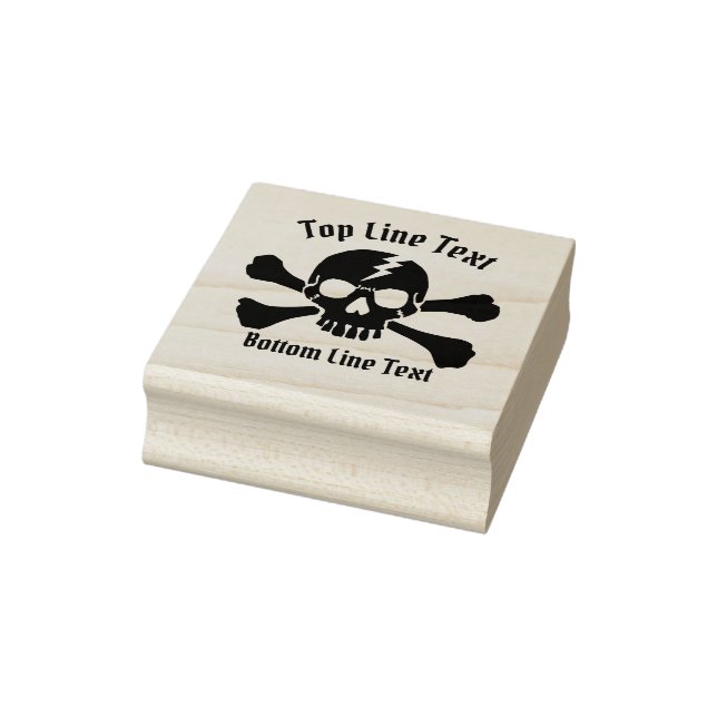 Your Text with a Crossbones DJ Skull Design Rubber Stamp (Stamp)