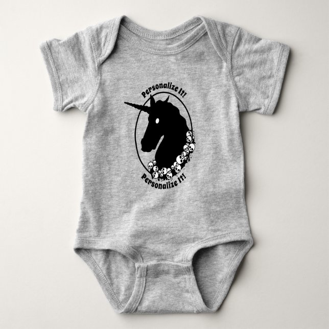 YOUR TEXT Zombie Unicorn Baby Bodysuit (Front)