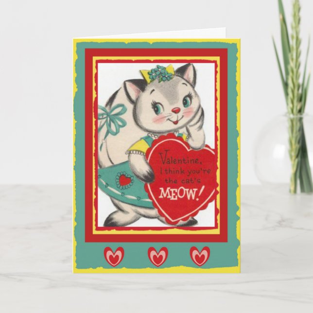 Your the Cat's Meow Retro Valentine Card (Front)