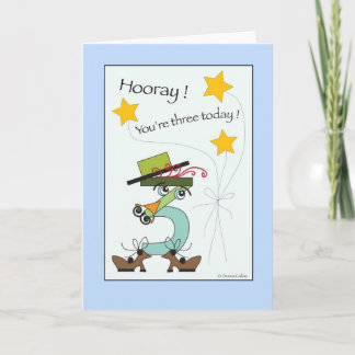 Your Three Junior Blue Trim Birthday Card