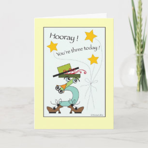 Your Three Yellow Trim Birthday Card