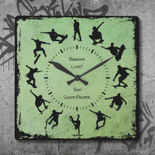 Your Time to Shred Skate Style Wall Clock Green