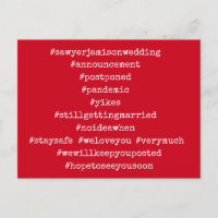 Your Top 12 Hashtags Postponed Wedding Cherry Red