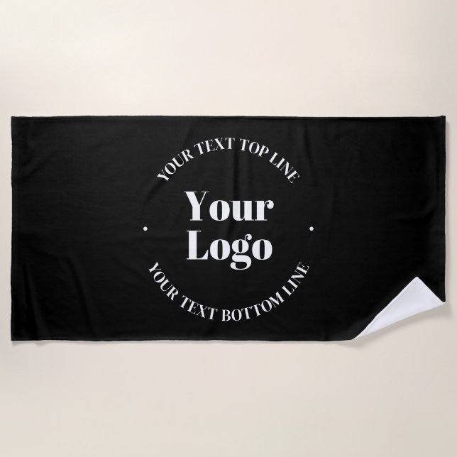Your Uploaded Business Logo or other Design Beach Towel (Front)
