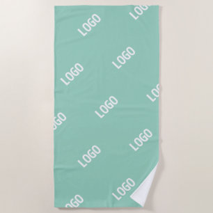 Your Uploaded Image or Logo Tiled Light Teal Beach Towel