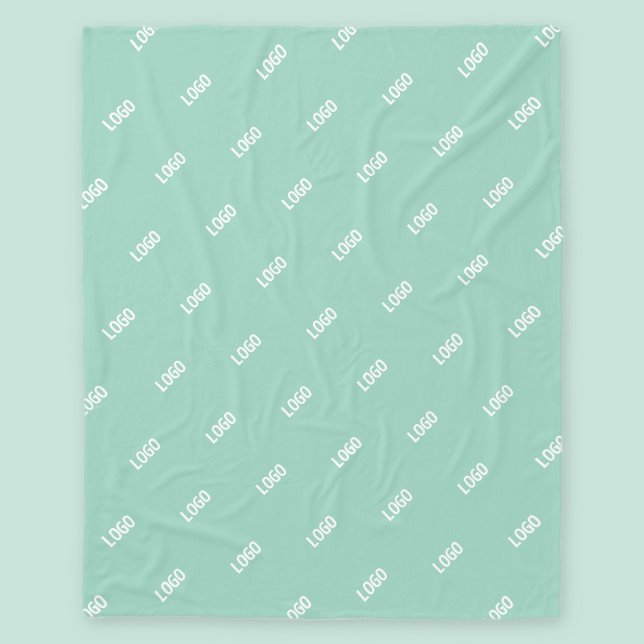 Your Uploaded Image or Logo Tiled | Light Teal  Fleece Blanket (Creator Uploaded)