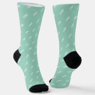 Your Uploaded Image or Logo Tiled   Light Teal  Socks