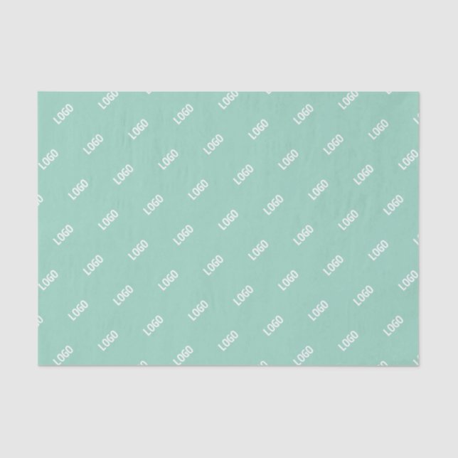 Your Uploaded Image or Logo Tiled | Light Teal  Tissue Paper (Front)