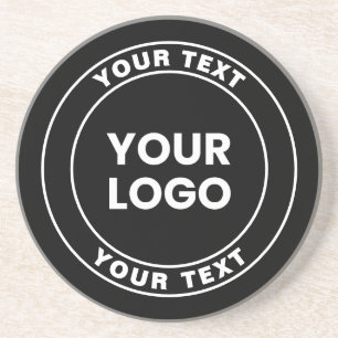 Your Uploaded Logo + Bold Circular Text Coaster