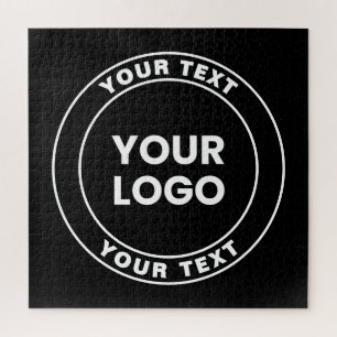 Your Uploaded Logo + Bold Circular Text  Jigsaw Puzzle