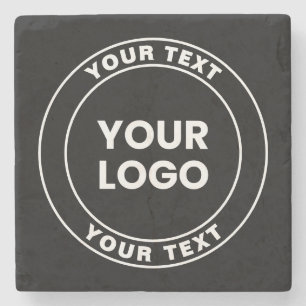 Your Uploaded Logo + Bold Circular Text Stone Coaster