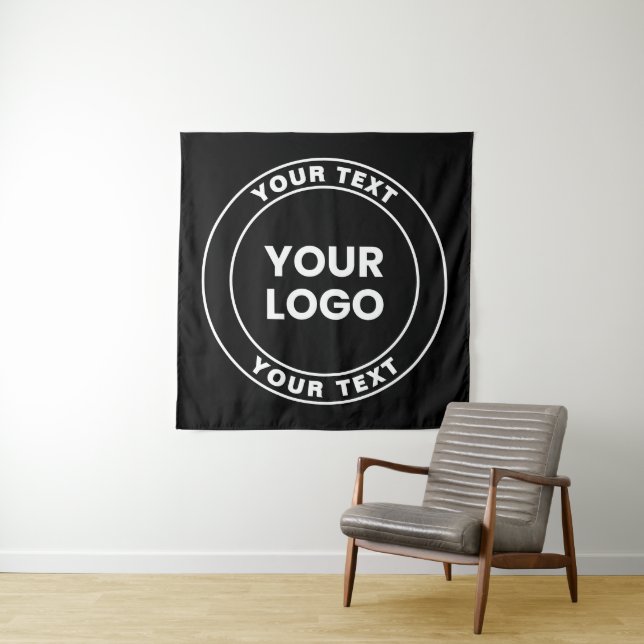 Your Uploaded Logo + Bold Circular Text  Tapestry (In Situ)