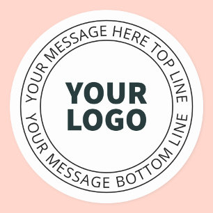 Your Uploaded Logo + Editable Circular Text  Classic Round Sticker