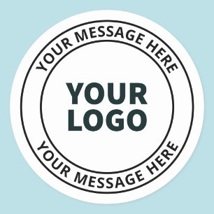 Your Uploaded Logo + Editable Circular Text  Classic Round Sticker